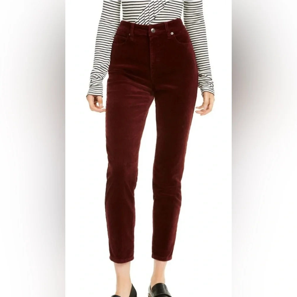 OAT New York Womens Corduroy Stretch Pants Wine Red Size 24 NWT - Picture 1 of 10
